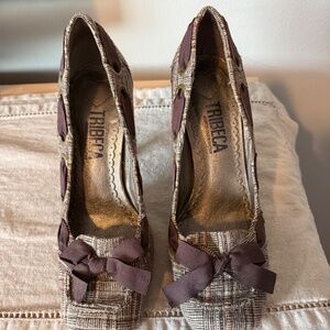 Tribeca Plaid Heels with Bow Detail – Vintage Inspired
